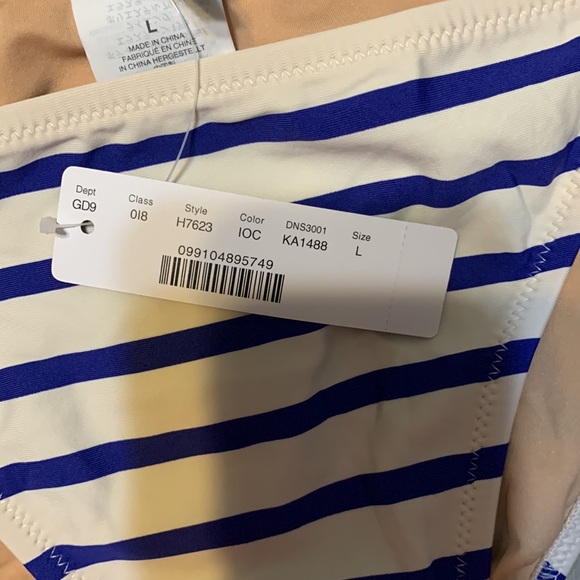 J.Crew striped tieless string bikini bottom size L - Picture 4 of 6